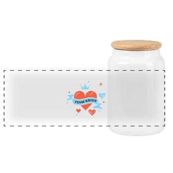 Team Bride Bride Wedding Gift Wife Party - Panoramic Cookie Jar with Wooden Lid - white - Front