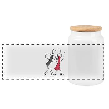 Salle de bal Djen Wana - Boîte à biscuits avec couvercle en bois - blanc - Devant