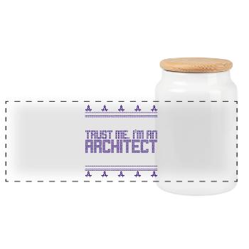 Architekt ugly pullover xmas geschenk beruf zirkel - Panorama Keksdose mit Holzdeckel - Weiß - Vorne