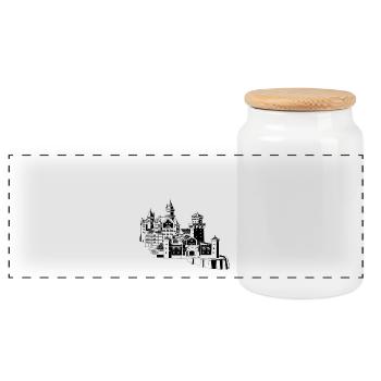 Schloss Neuschwanstein - Panorama Keksdose mit Holzdeckel - Weiß - Vorne