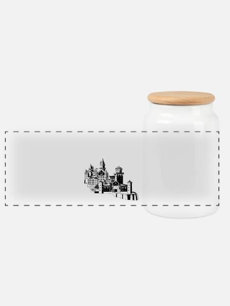 Schloss - Panorama Keksdose mit Holzdeckel - Weiß