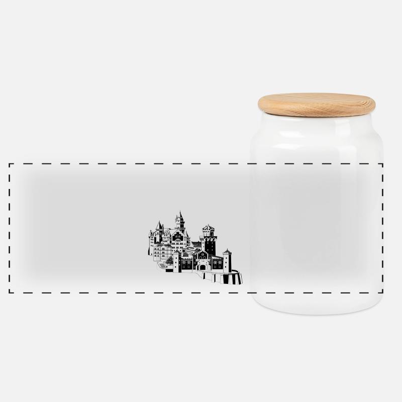 Schloss Neuschwanstein - Panorama Keksdose mit Holzdeckel - Weiß