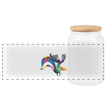 Skunk "Anton" - funny forest animal for children - Panoramic Cookie Jar with Wooden Lid - white - Front