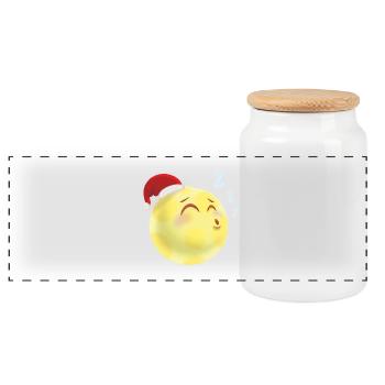 lune de sommeil - illustration drôle pour les enfants - Boîte à biscuits avec couvercle en bois - blanc - Devant