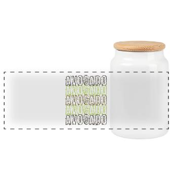 Avocado alarm! - Panoramic Cookie Jar with Wooden Lid - white - Front