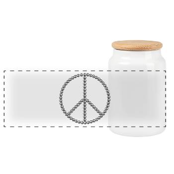 signe de la paix - Boîte à biscuits avec couvercle en bois - blanc - Devant