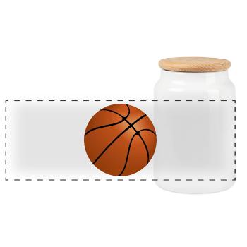 basketball - Panoramic Cookie Jar with Wooden Lid - white - Front