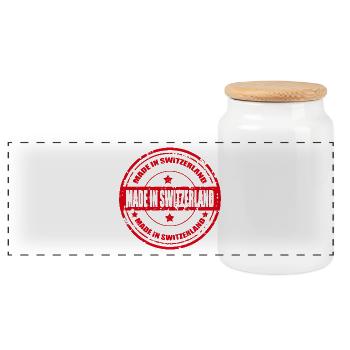 swiss made - Panoramic Cookie Jar with Wooden Lid - white - Front