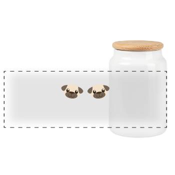 Lustiger Spruch Mops Hund - Panorama Keksdose mit Holzdeckel - Weiß - Vorne