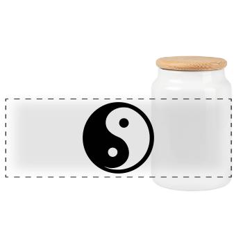 Ying Yang - Boîte à biscuits avec couvercle en bois - blanc - Devant