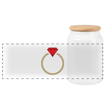 diamond ring - Panoramic Cookie Jar with Wooden Lid - white - Front
