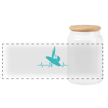 Wind surfen Herzschlag geschenk sport wassersport - Panorama Keksdose mit Holzdeckel - Weiß - Vorne