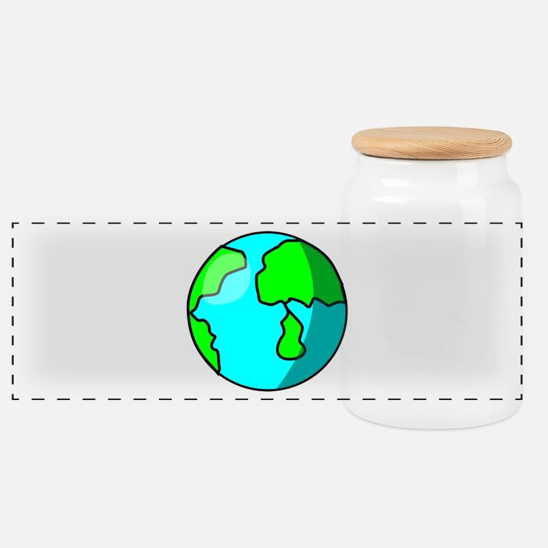 Welt - Panorama Keksdose mit Holzdeckel - Weiß