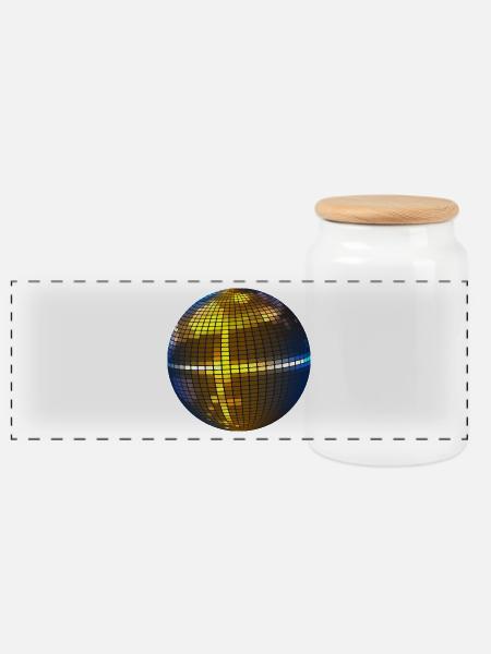 Disco Kugel - Panorama Keksdose mit Holzdeckel - Weiß