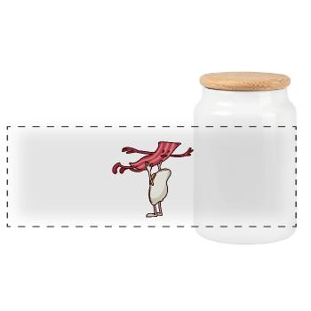 Bacon and egg dance - Panoramic Cookie Jar with Wooden Lid - white - Front