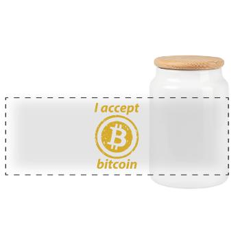 Bitcoin / crypto-monnaie / or / argent / cadeaux - Boîte à biscuits avec couvercle en bois - blanc - Devant