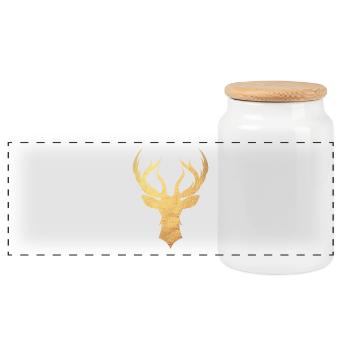 Hirsch or - bois de cerf - Boîte à biscuits avec couvercle en bois - blanc - Devant