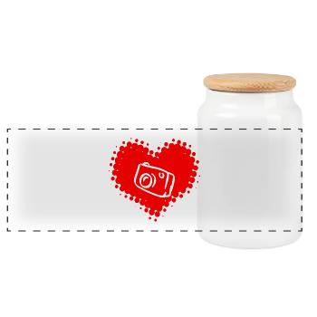 I love photography - photo photographer camera pictures - Panoramic Cookie Jar with Wooden Lid - white - Front