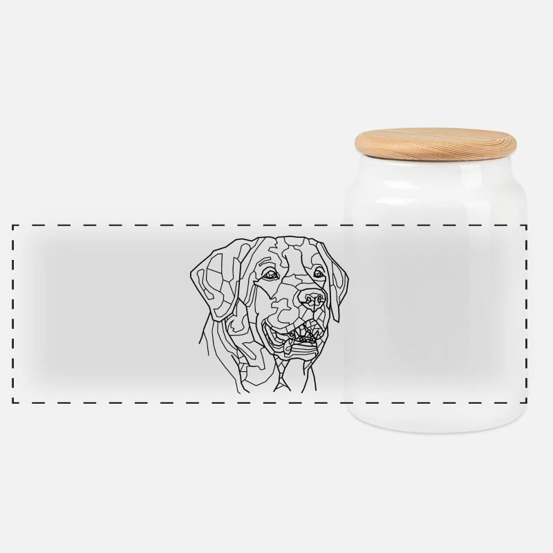 Hund Line Art - Panorama Keksdose mit Holzdeckel - Weiß