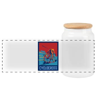 Cyclocross Fahrrad Geschenk Rennrad Cross Belgian - Panorama Keksdose mit Holzdeckel - Weiß - Vorne