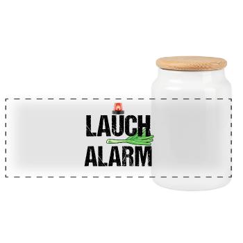 Lauch Alarm Lustige Sprüche Spast Spargel Geschenk - Panorama Keksdose mit Holzdeckel - Weiß - Vorne