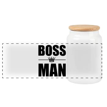 BOSS MAN Partnerlook Liebespaar Teil 2 - Panorama Keksdose mit Holzdeckel - Weiß - Vorne