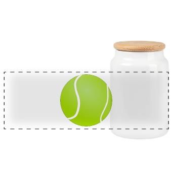 Tennis ball - Panoramic Cookie Jar with Wooden Lid - white - Front