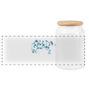 Eisbär mit Dreiecken - Panorama Keksdose mit Holzdeckel - Weiß - Vorne