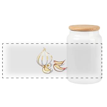 Knoblauch Garlic - Panorama Keksdose mit Holzdeckel - Weiß - Vorne