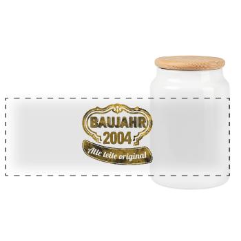 2004 Baujahr Alle Teile Orginal - Panorama Keksdose mit Holzdeckel - Weiß - Vorne