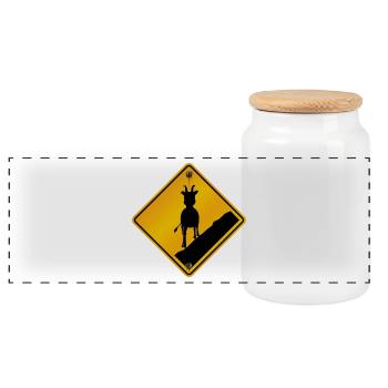 Danger roadsign traversee von dahu - Panorama Keksdose mit Holzdeckel - Weiß - Vorne