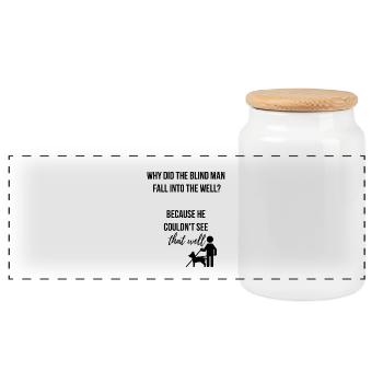 Blind man fall into the well - Panoramic Cookie Jar with Wooden Lid - white - Front