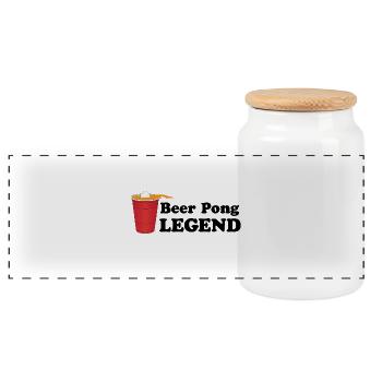 Beer Pong Legend schwarz Geschenkidee Beerpong Fan - Panorama Keksdose mit Holzdeckel - Weiß - Vorne