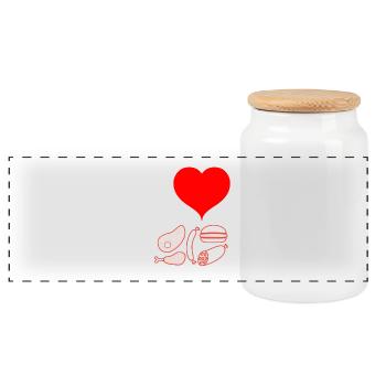 I love Fleisch - Panorama Keksdose mit Holzdeckel - Weiß - Vorne