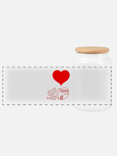 I love Fleisch - Panorama Keksdose mit Holzdeckel - Weiß