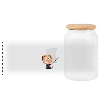 Lecturer uses flipchart, gift idea - Panoramic Cookie Jar with Wooden Lid - white - Front