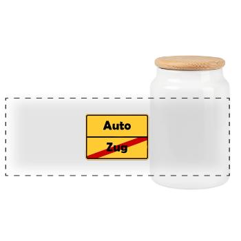 Führerschein Geschenk im Ortsschild Design! - Panorama Keksdose mit Holzdeckel - Weiß - Vorne