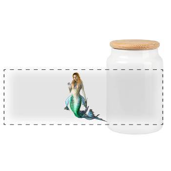 Mermaid sexy naked woman as a gift idea - Panoramic Cookie Jar with Wooden Lid - white - Front