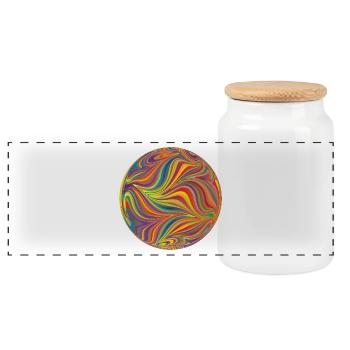 Colorful color wheel with running colors - Panoramic Cookie Jar with Wooden Lid - white - Front