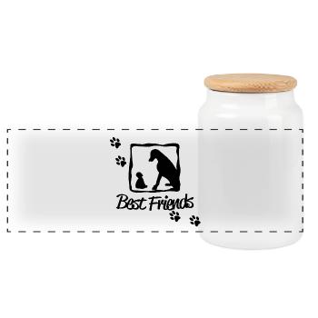 Best Friends - Panorama Keksdose mit Holzdeckel - Weiß - Vorne