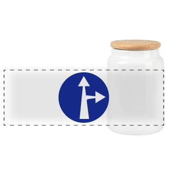 tout droit tourner à droite circulation signe cadeau - Boîte à biscuits avec couvercle en bois - blanc - Devant