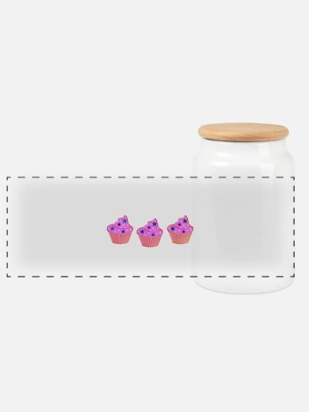 Muffins - Panorama Keksdose mit Holzdeckel - Weiß