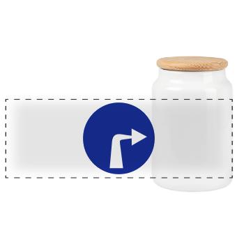 droit tourner le trafic panneau voiture cadeau idée - Boîte à biscuits avec couvercle en bois - blanc - Devant