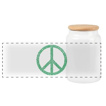 Peace Zeichen Hanfblätter Geschenk Geschenkidee - Panorama Keksdose mit Holzdeckel - Weiß - Vorne