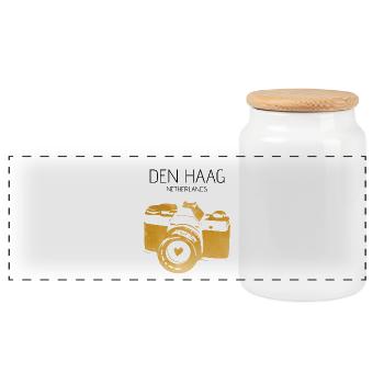 Kamera Den Haag Niederlande - Panorama Keksdose mit Holzdeckel - Weiß - Vorne