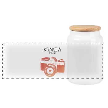 Kamera Kraków - Panorama Keksdose mit Holzdeckel - Weiß - Vorne