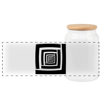 Squares Abstract Geometry Gift Gift Idea - Panoramic Cookie Jar with Wooden Lid - white - Front