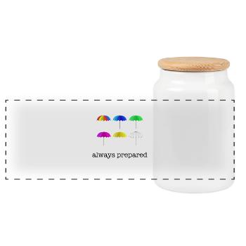 Regenschirme Herbst Geschenkidee - Panorama Keksdose mit Holzdeckel - Weiß - Vorne