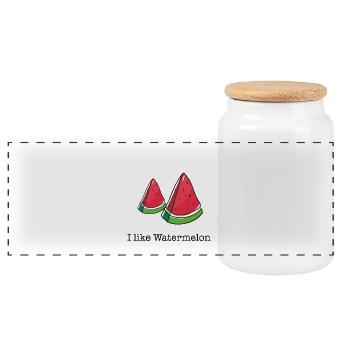 I like watermelon Wassermelonen Geschenk - Panorama Keksdose mit Holzdeckel - Weiß - Vorne