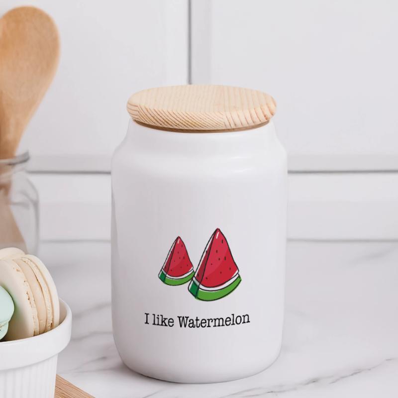 J'aime pastèques pastèque cadeau Boîte à biscuits avec couvercle en bois